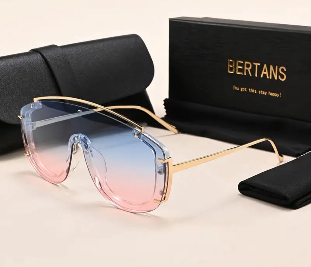 Elegant Rimless Gradient Pink Blue Fashion Shades